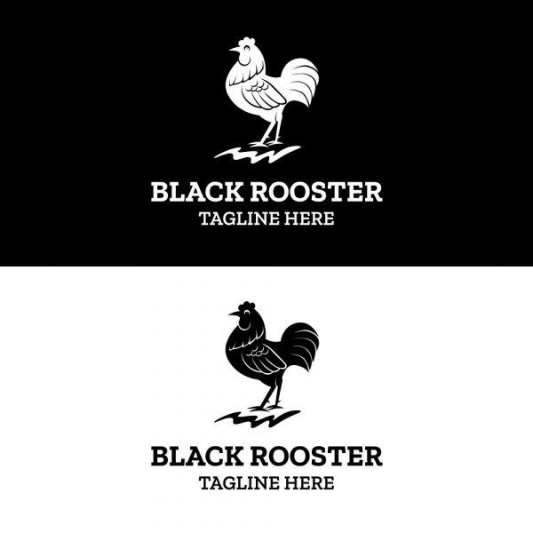 Black rooster logo design