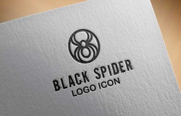 simple spider drawing in circle shape logo design
