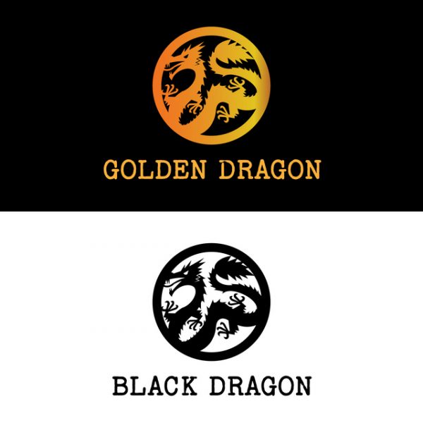 Black and golden dragon china logo design