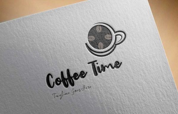 Black coffee bean in cup logo design