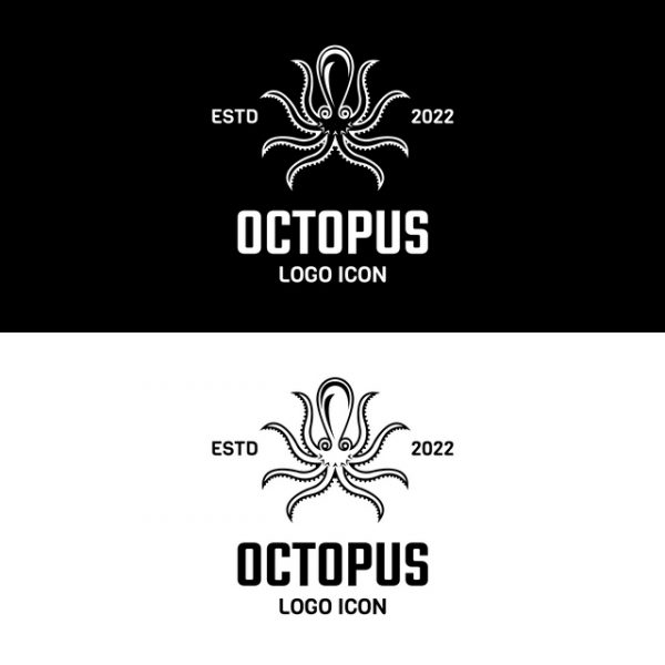 Dumbo octopus silhouette logo design