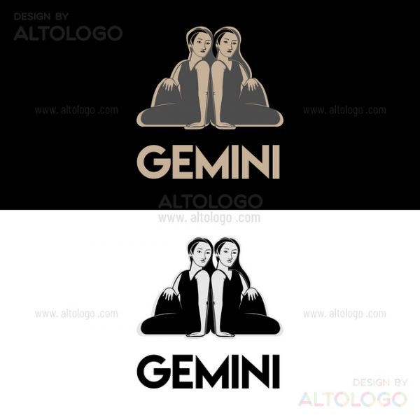 Twin Girl Gemini Tattoo and logo design