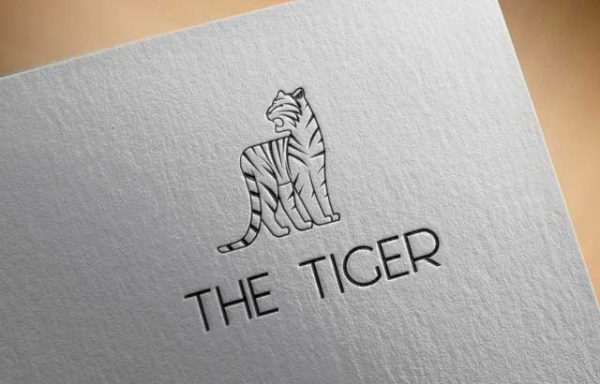 Beautiful white tiger drawing logo design