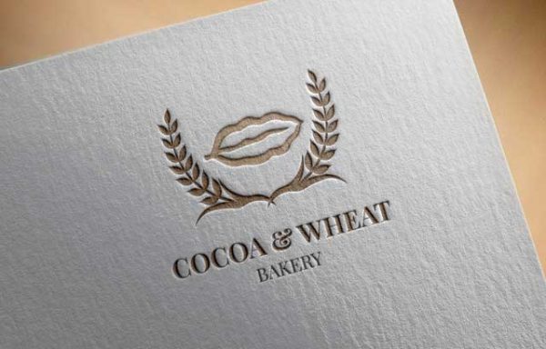 Cocoa bean and Wheat Grain Bakery logo design