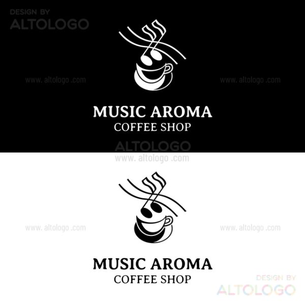 Coffee shop and live music cafe bar logo design