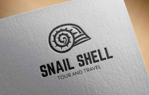 Snail shell island vacation tour and travel logo design