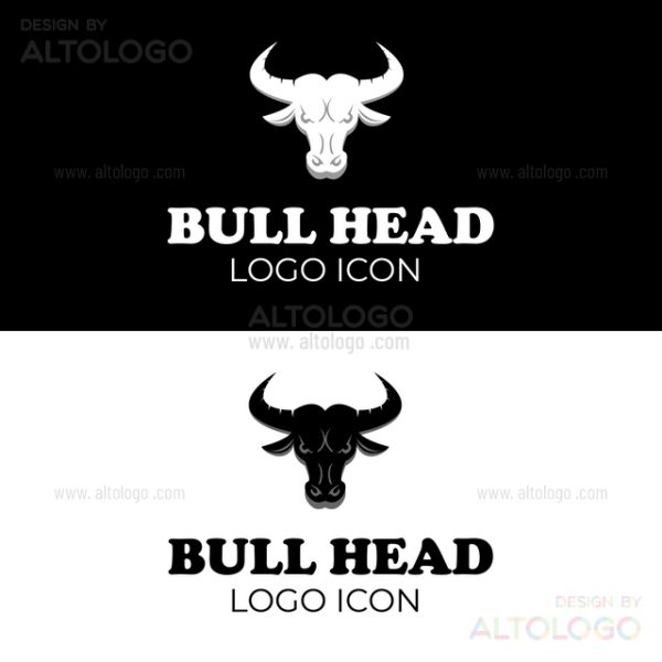 Bull head angry face logo design