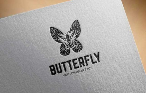 Butterfly with Dragon face on wings logo design