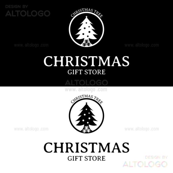 Christmas tree gift store logo design