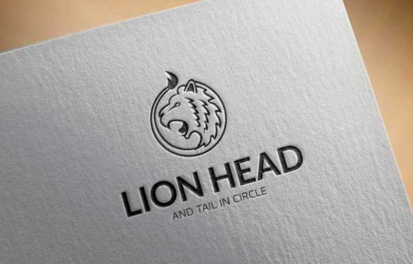 Lion Head and Tail in Circle logo design