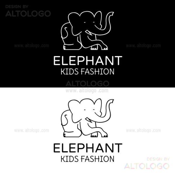 Cute Elephant sit logo design