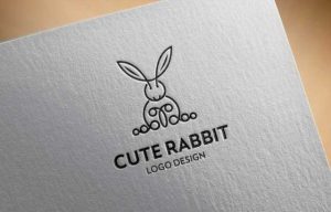 Cute rabbit cartoon clip art logo design