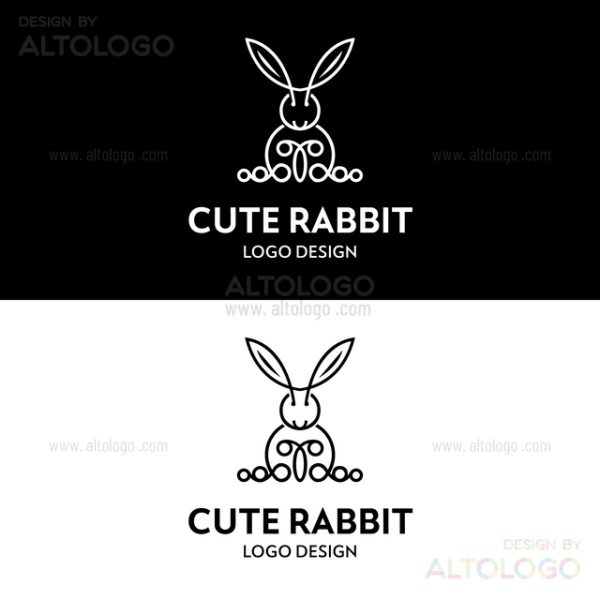 Cute rabbit cartoon clip art logo design