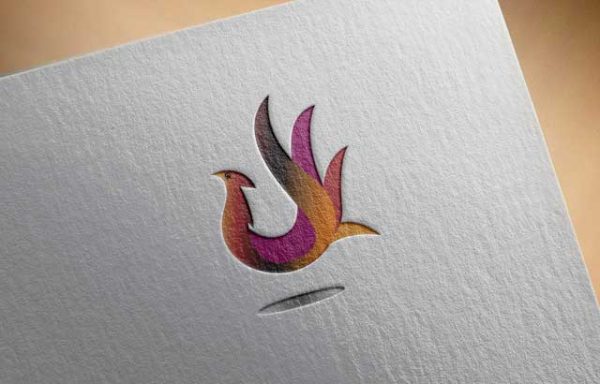 Rooster in elegant flame fire shape logo design